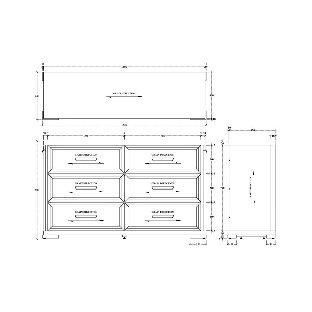 Comoda Casaideal Austral / 6 Cajones image number 6.0